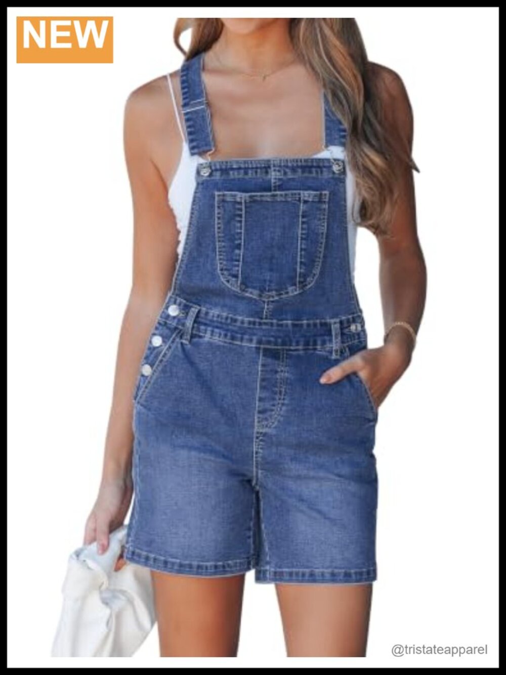 Luvamia Denim Overall Shorts Adjustable Straps Bib Pocket Relaxed Fit